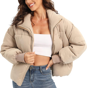 Women’s Winter Baggy Zip Puffer Jacket - Short Down Coat