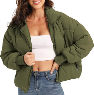 Women’s Winter Baggy Zip Puffer Jacket - Short Down Coat