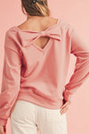 Pale Chestnut Bowknot Dewback Round Neck Sweatshirt