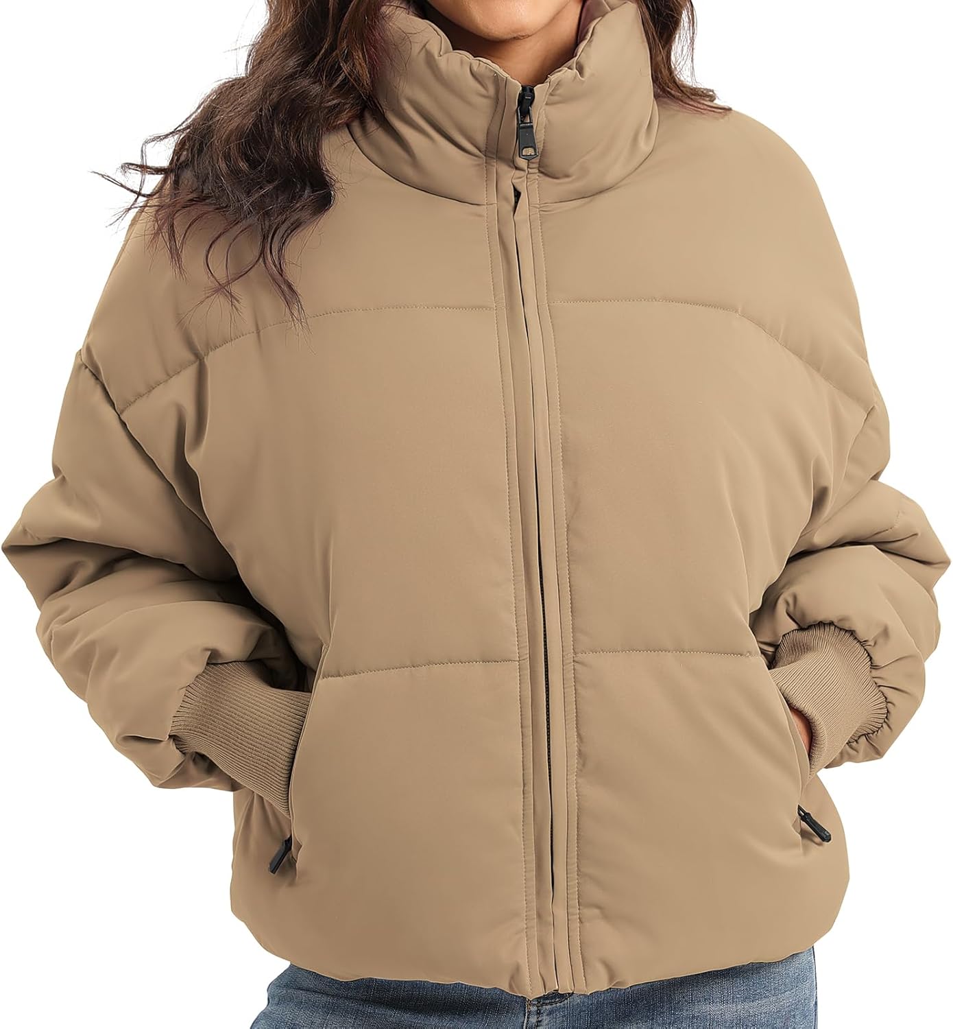 Women’s Winter Baggy Zip Puffer Jacket - Short Down Coat