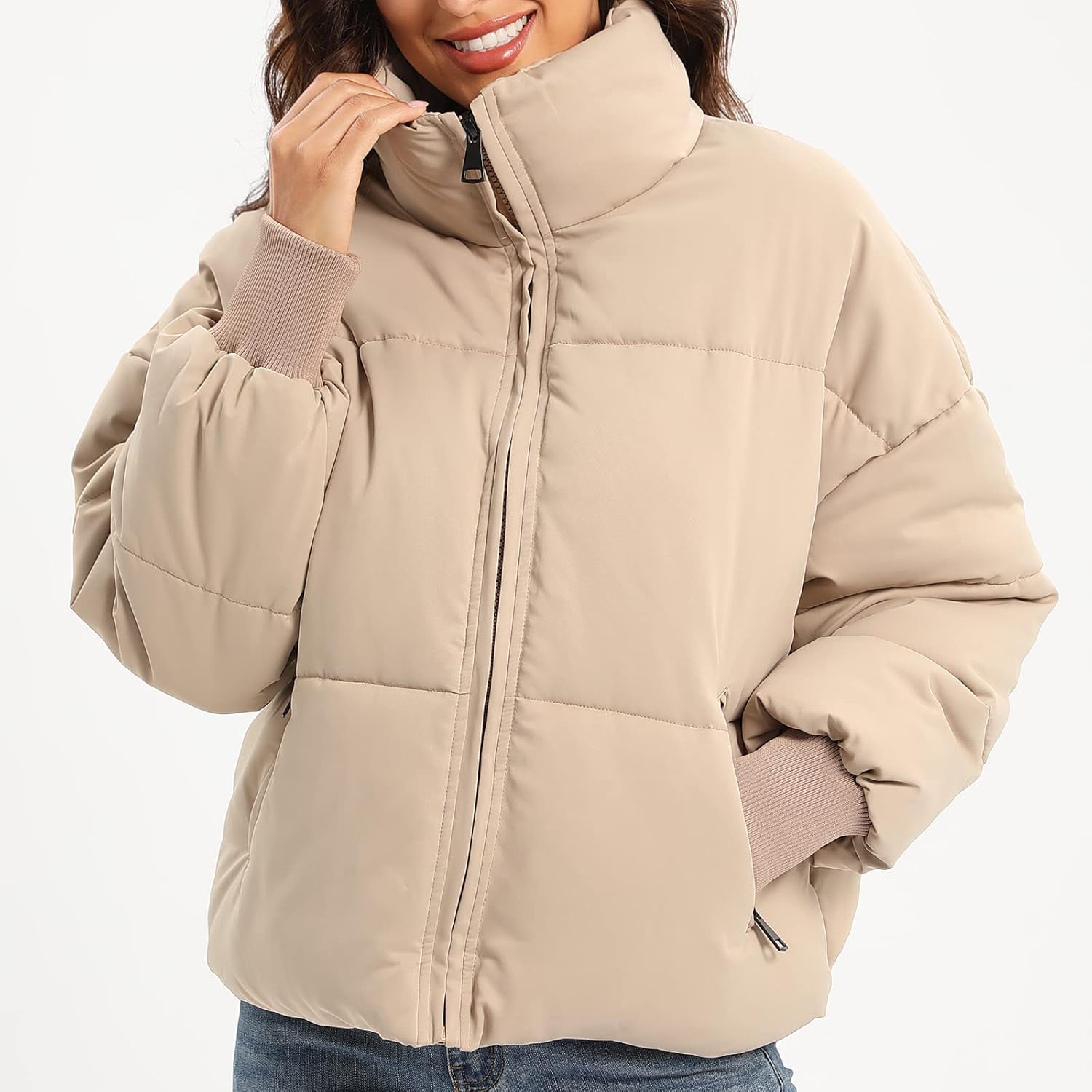 Women’s Winter Baggy Zip Puffer Jacket - Short Down Coat