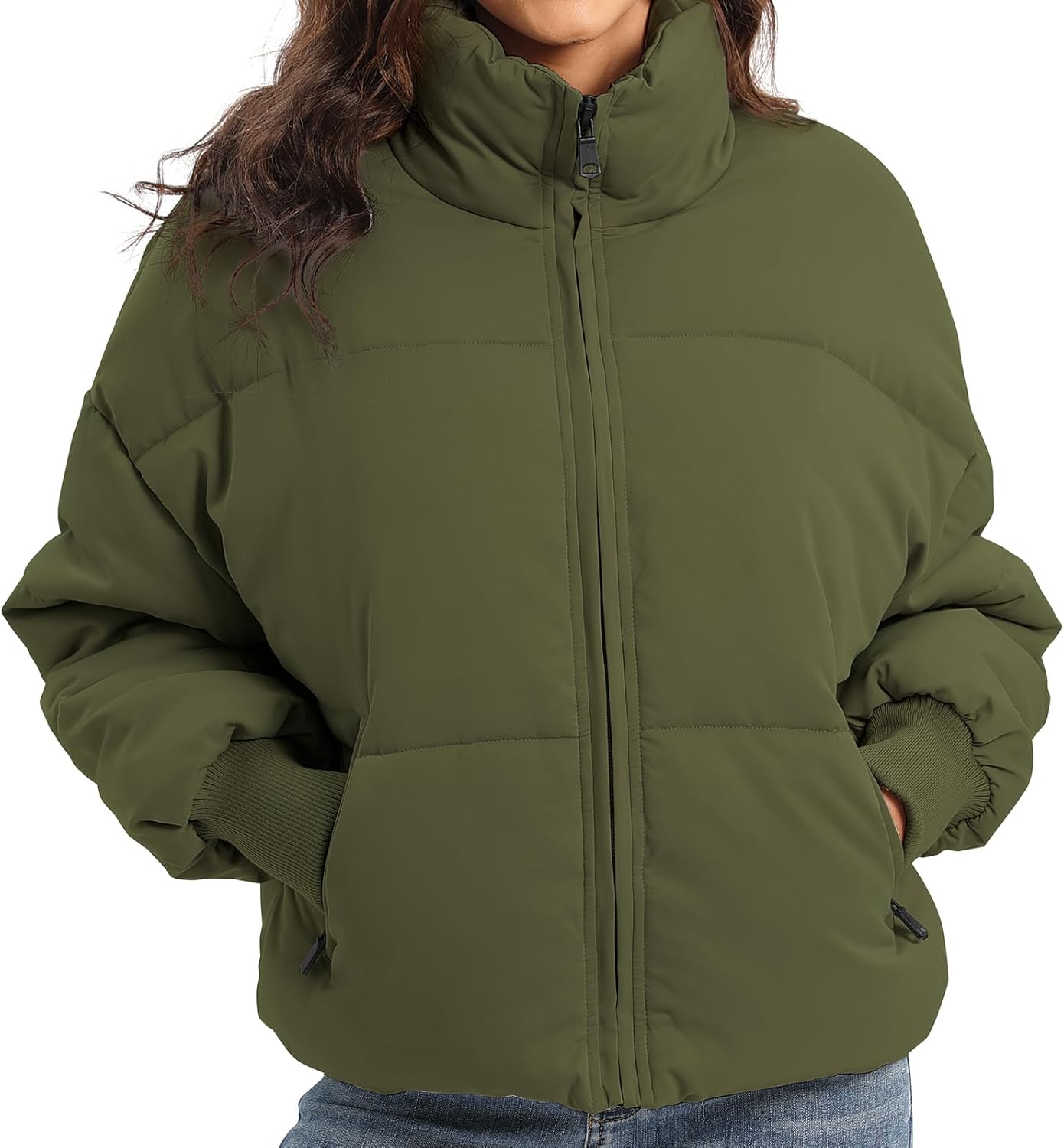 Women’s Winter Baggy Zip Puffer Jacket - Short Down Coat