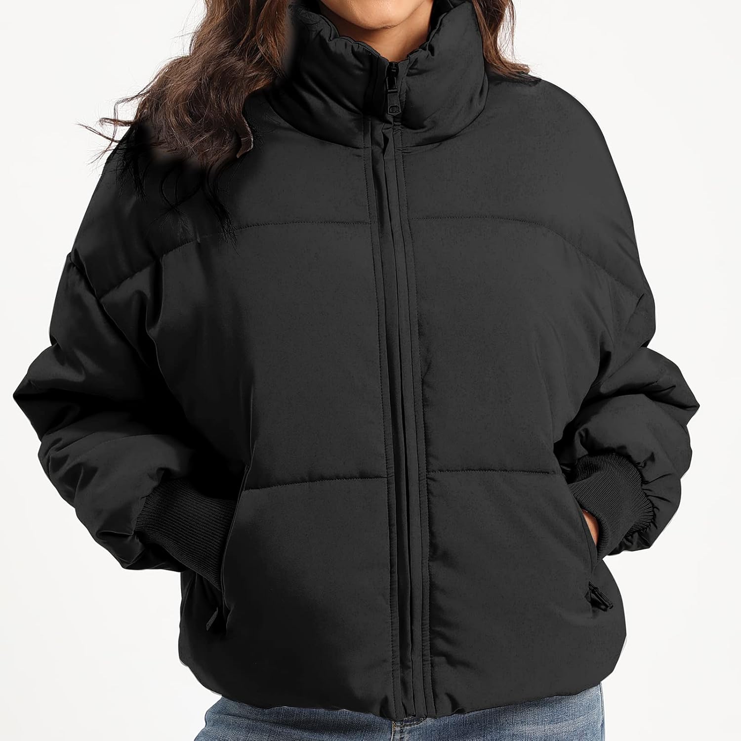 Women’s Winter Baggy Zip Puffer Jacket - Short Down Coat