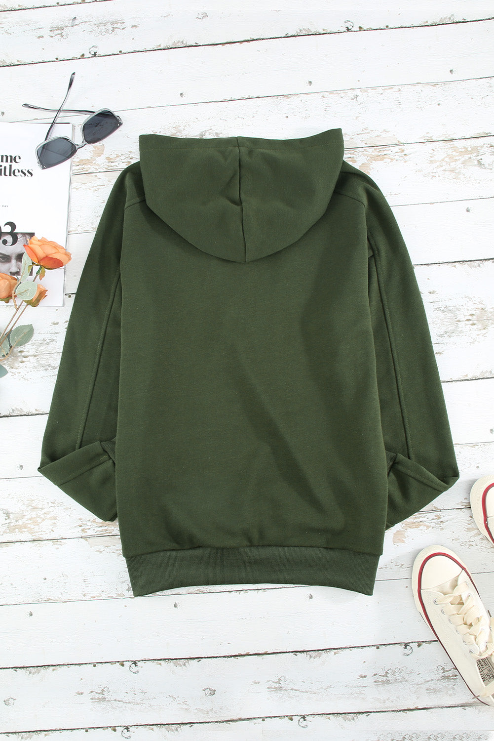 Lace-Up Dropped Shoulder Hoodie