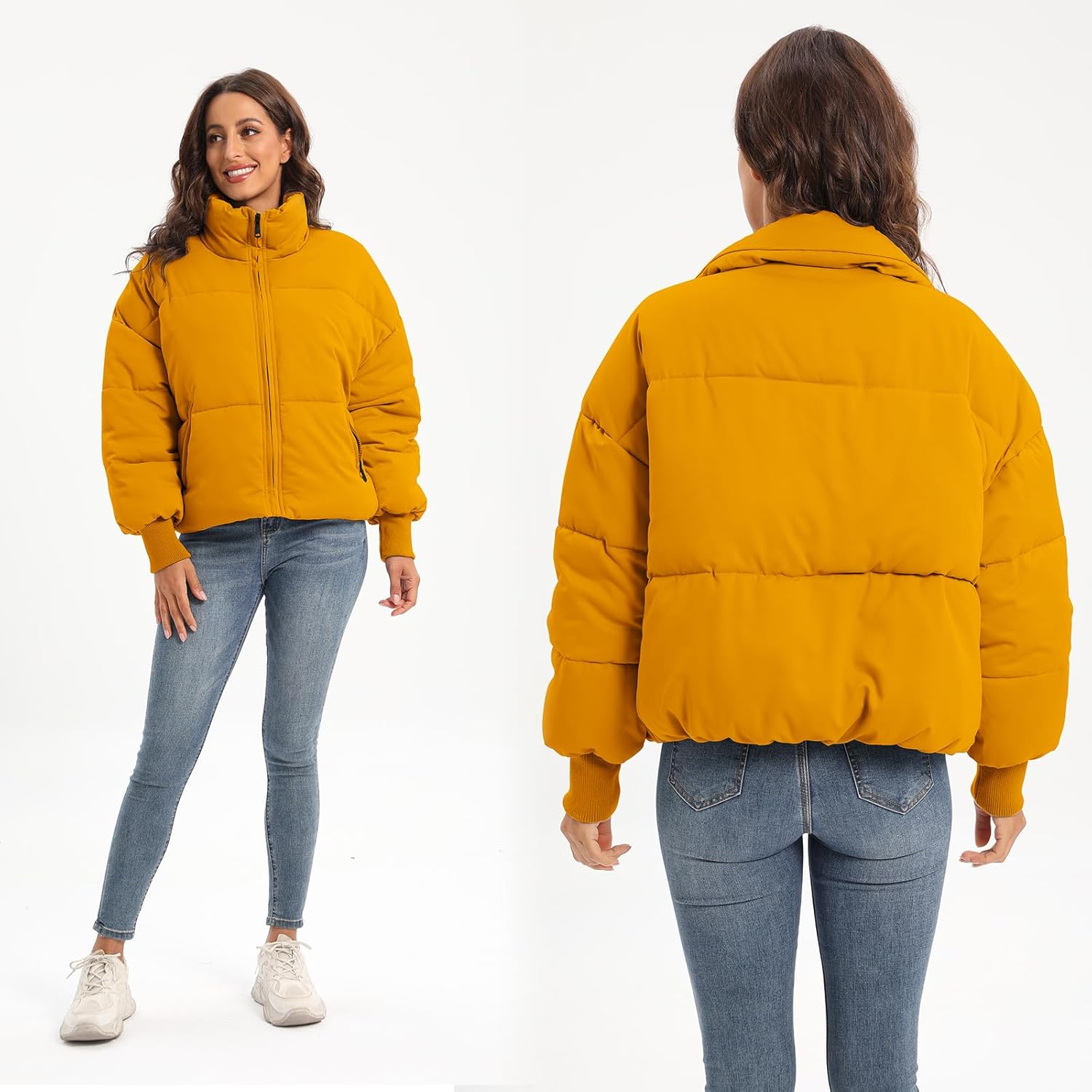 Women’s Winter Baggy Zip Puffer Jacket - Short Down Coat