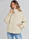 Women's 2024 Winter Long Sleeve Zip Puffer Jacket - Baggy Short Down Coat with Pockets