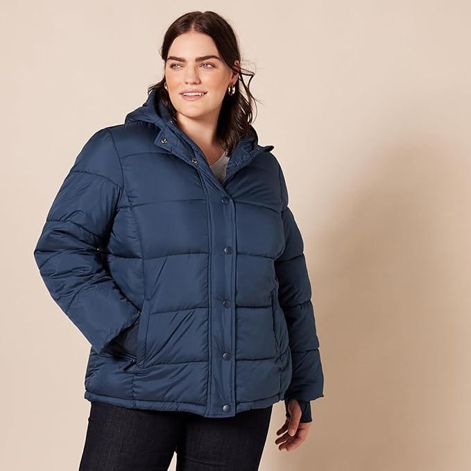 Women's Heavyweight Long-Sleeve Hooded Puffer Coat - Plus Size Available