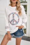 Jet Stream Floral Peace Sign Drop Shoulder Top