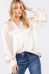 SAGE + FIG Notched Long Sleeve Blouse