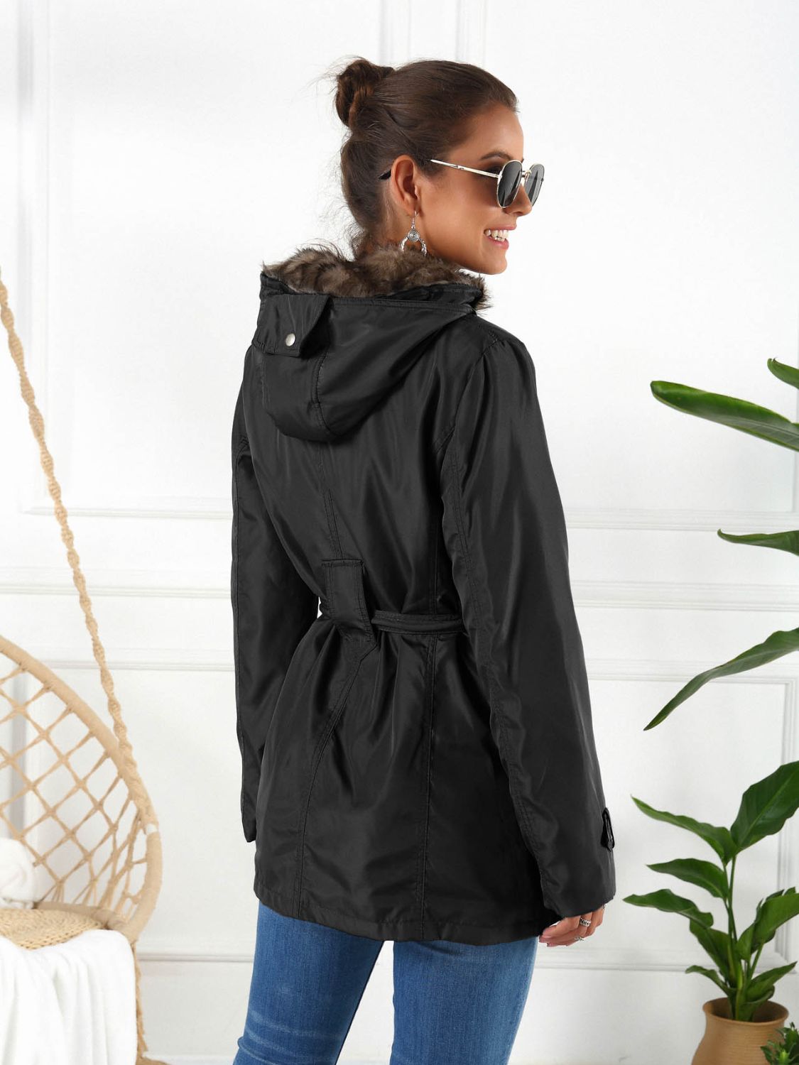 Ivy Lane Full Size Hooded Jacket with Detachable Liner (Three-Way Wear)