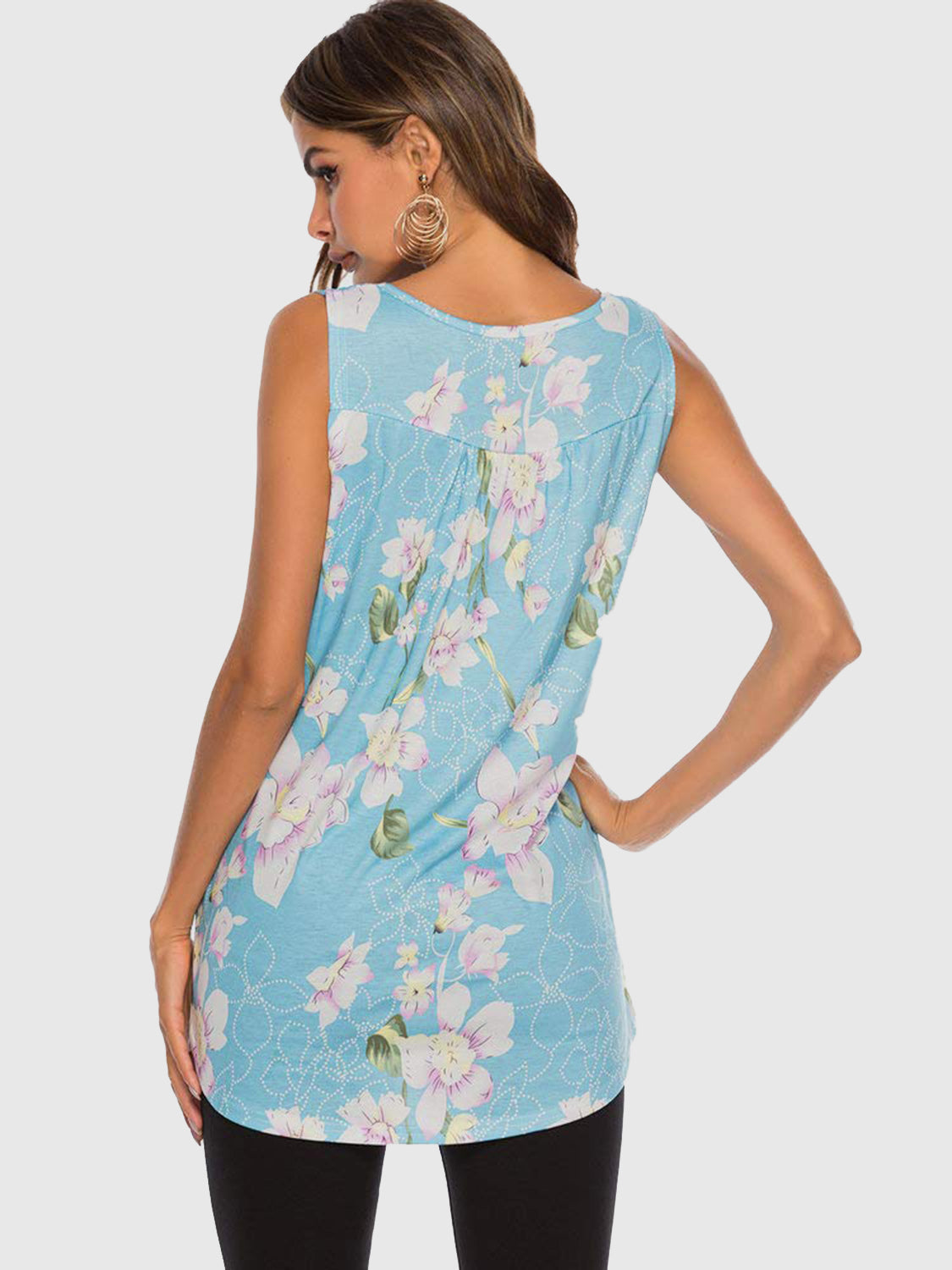 Flower Printed Round Neck Tank