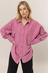 HYFVE Stripe Button Down Long Sleeve Oversized Shirt