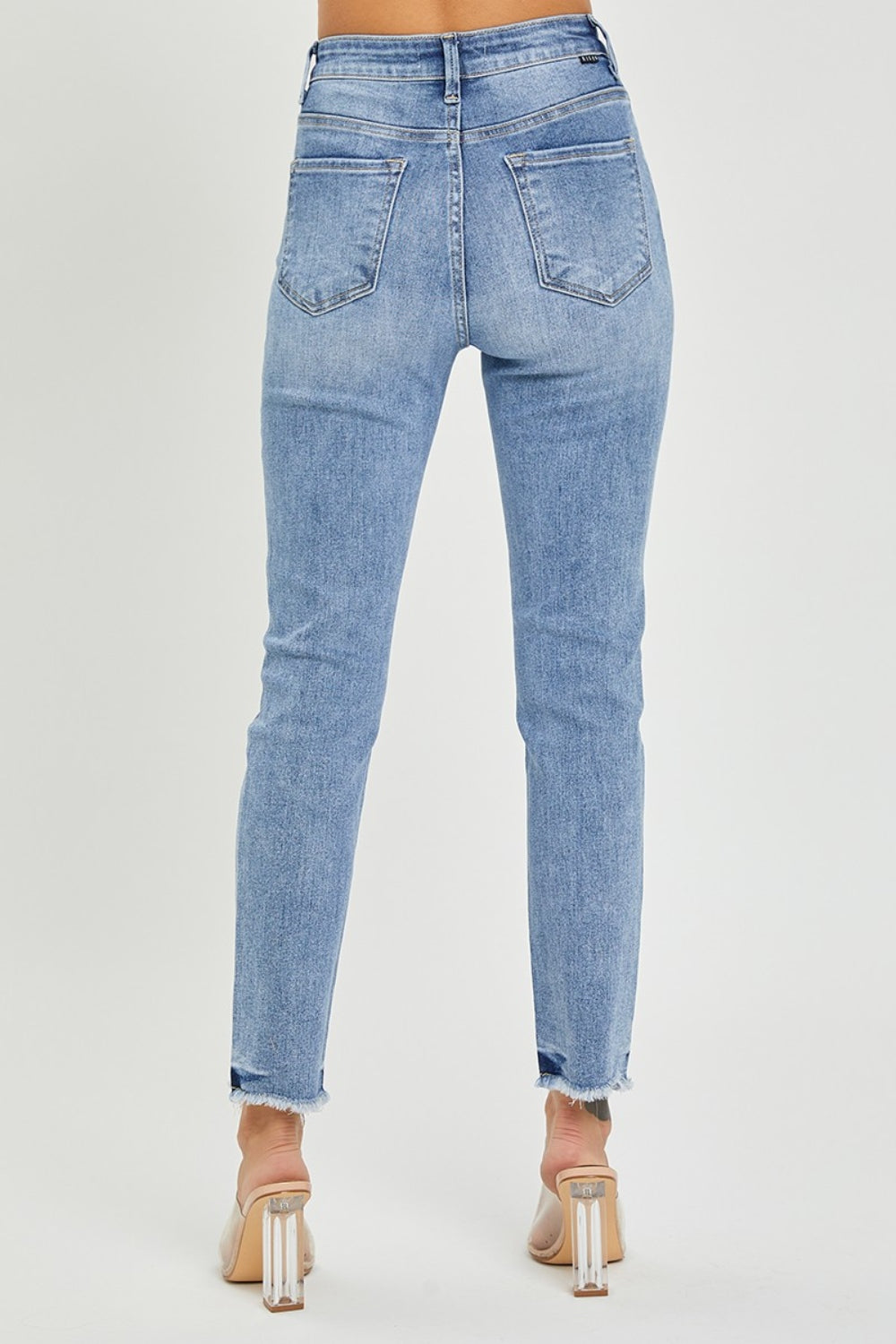 RISEN Full Size High Rise Frayed Hem Skinny Jeans