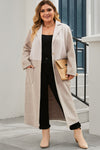 Plus Size Collared Neck Buttoned Longline Coat